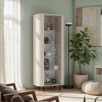 Vetrina anta vetro cashmere 80x43x196 cm con 4 ripiani in vetro Marini