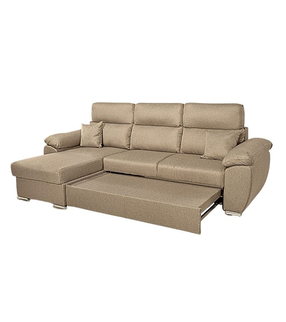 Sofa mit Stauraum-Recamiere Cappuccino ComoII Stoff giulia9703