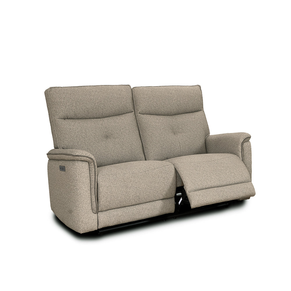 Divano recliner 2 posti elettrico in tessuto sabbia 157 cm Elysio