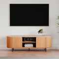 Mobile porta Tv colore rovere oak con top effetto travertino e laterali listellati 140 cm Fabia56A