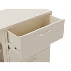 Credenza in metallo colore crema con 2 ante reticolate e 3 cassetti 140 cm - Diora