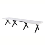Tavolo allungabile con piano colore bianco opaco e gambe metallo nero 200x100x74H cm - Evaste