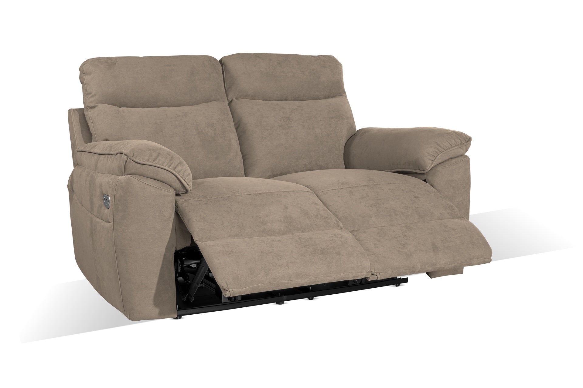 Divano 2 posti con recliner elettrico tessuto cappuccino 160x102H cm - Yuston