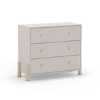 Cassettiera in legno massiccio con 3 cassetti beige e gambe in pino naturale 90x40x80H Enola