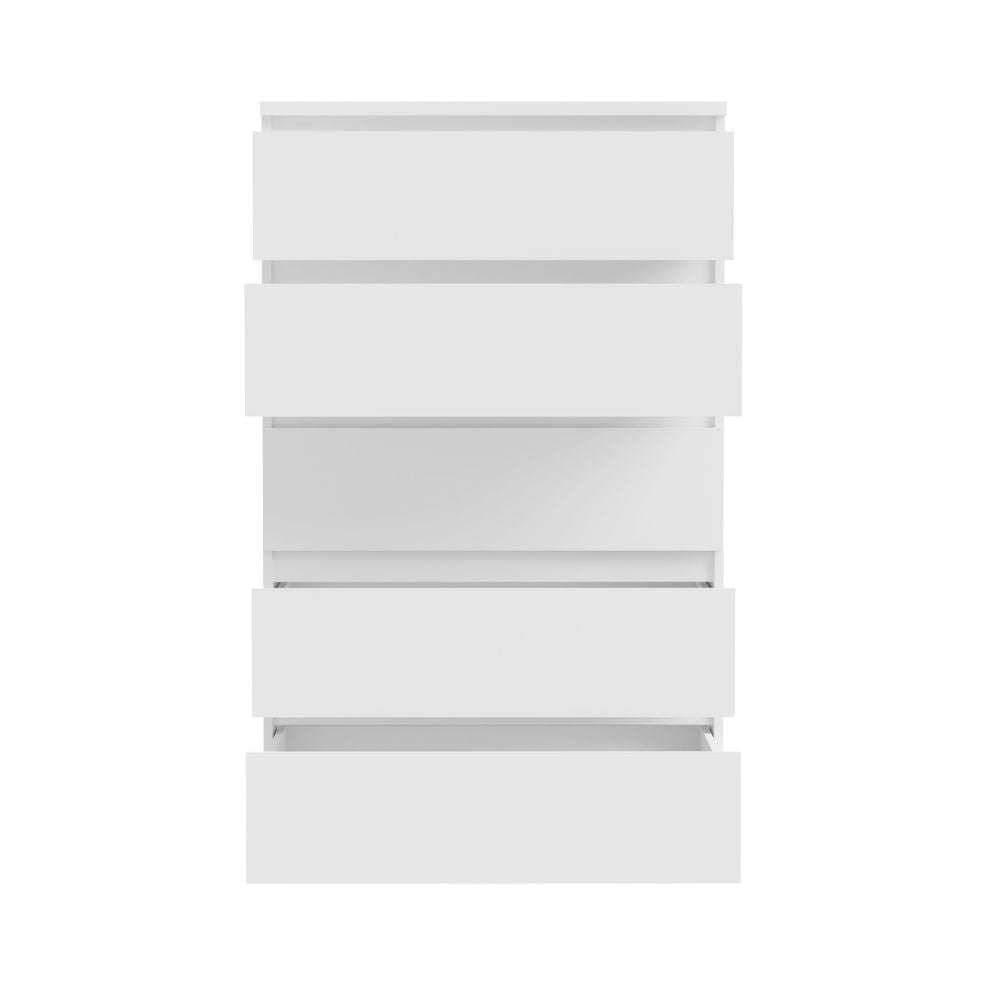 Cassettiera 5 cassetti colore bianco opaco  77.2x42.2x128H Morgan
