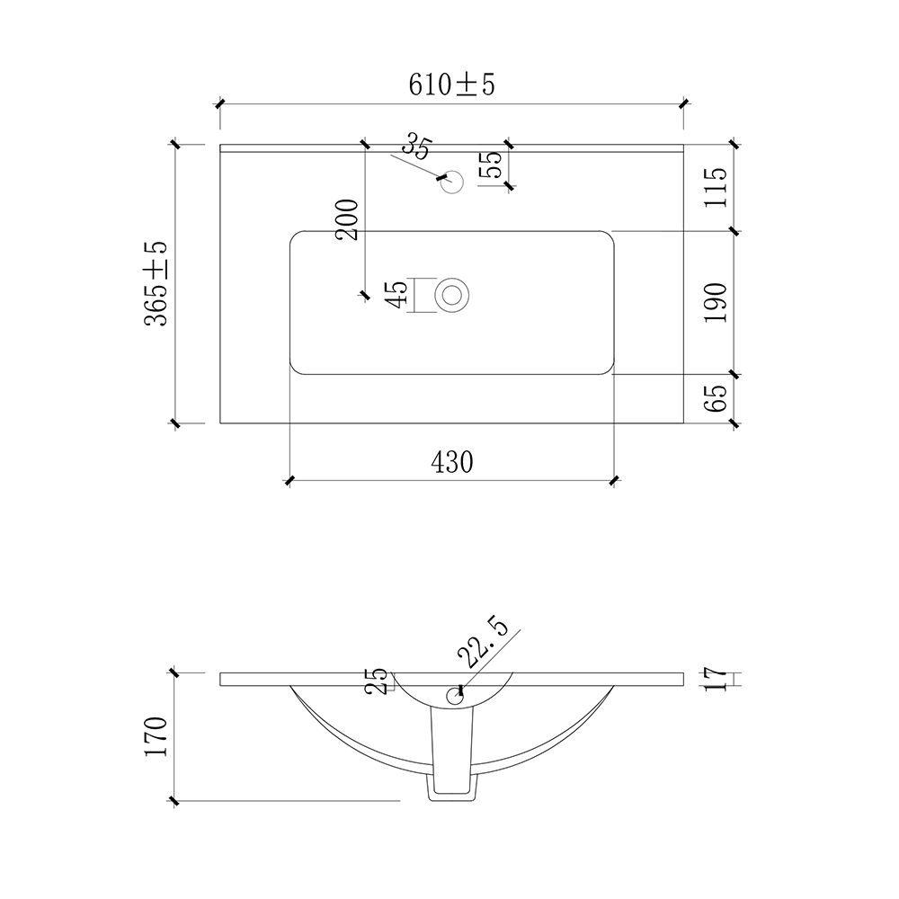 Lavabo consolle da appoggio 61x36.5 cm in ceramica bianco lucido LAV9060ES