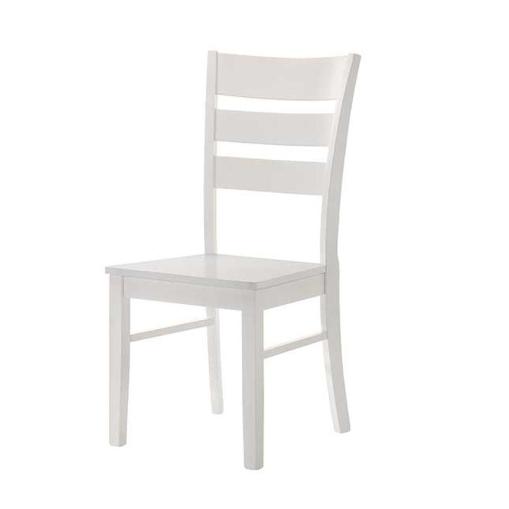 Lot de 2 chaises en bois coloris blanc avec dossier à trois lattes - Lisa