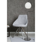 Lampada da terra 160h cm a stelo colore grigio e paralume tessuto bianco - Yumak MDL4256