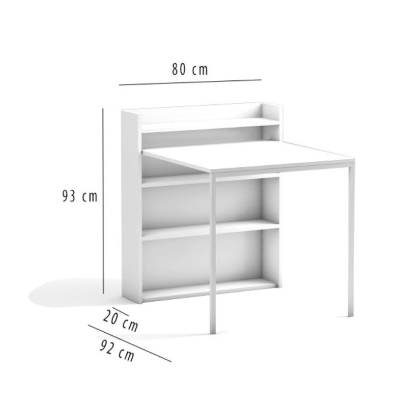 Table bureau escamotable blanc 80x20x93H cm - Maso