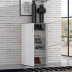 Mobile multiuso scarpiera 2 ante con 5 ripiani colore bianco e cemento 69x34x120H Lucio