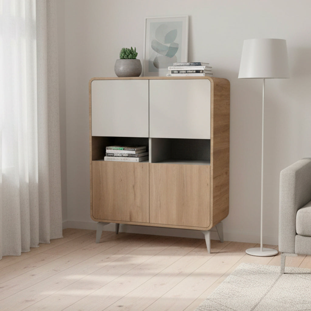 Mobile multiuso 4 ante e vani a giorno colore rovere sepet e cashmere Nubo 