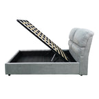 Letto matrimoniale con contenitore in tessuto colore grigio chiaro - Sofaback