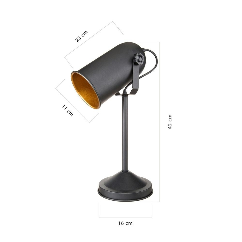 Lampada da tavolo direzionabile in metallo nero - Tokyo