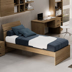 Lit simple en bois couleur noyer naturel 85x200 cm