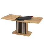 Tavolo allungabile rovere con allunga nera e struttura centrale con listelli 130x85x75H Kadi