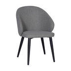 Set 2 sedie imbottite in tessuto grigio cenere con gambe nere Patya
