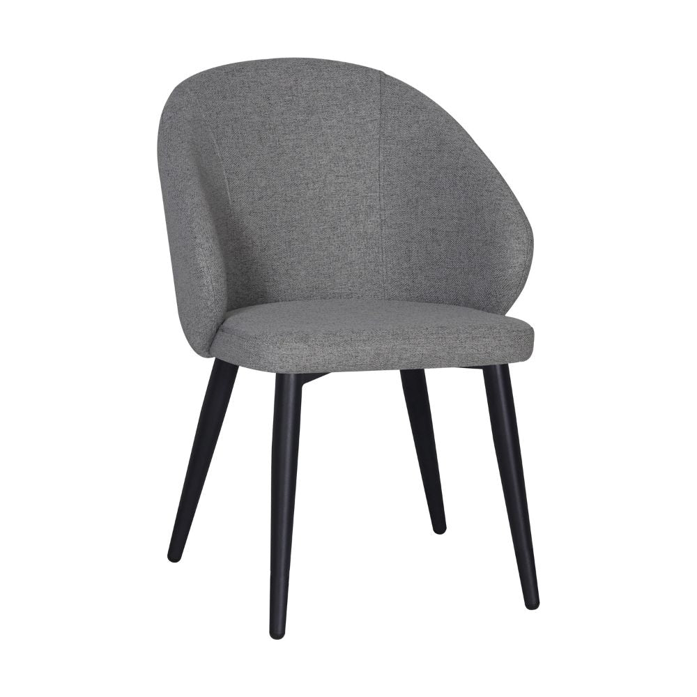 Set 2 sedie imbottite in tessuto grigio cenere con gambe nere Patya