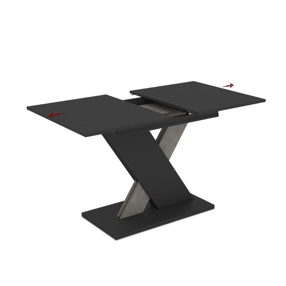 Tavolo allungabile colore nero con dettaglio cemento 120x75 cm Axi