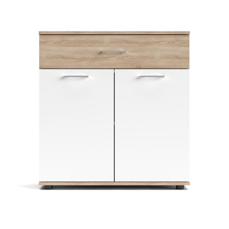 Mobile multiuso 2 ante e 1 cassetto colore bianco e rovere 80x35x84H Irys