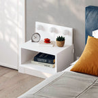 Comodino sospeso con luci LED integrate e vano a giorno colore bianco Treo