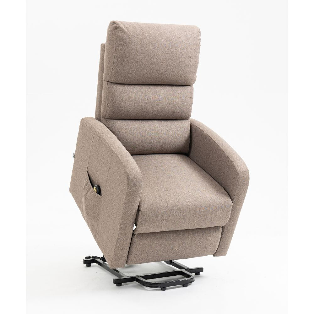 Fauteuil releveur 1 moteur en tissu couleur cappuccino - Lorena
