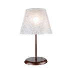Lampada da tavolo in metallo e paralume tessuto ricamo Elva
