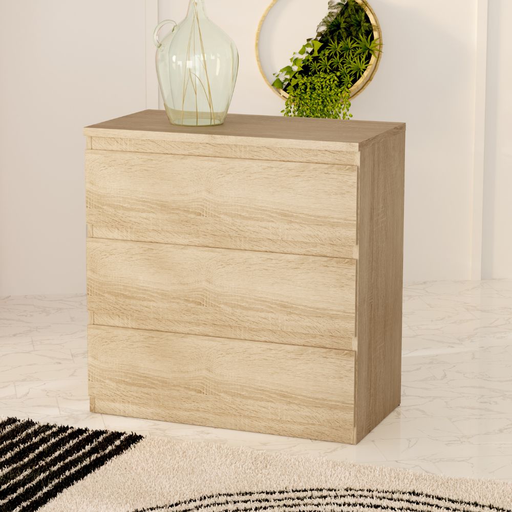 Cassettiera 3 cassetti colore rovere 77.2x42.2x80H Morgan