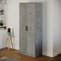 Scarpiera armadio con 2 ante e ripiani colore cemento 71x182H cm - Gabriella