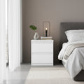 Comodino 2 cassetti colore bianco 41.8x32.2x49.3H Morgan