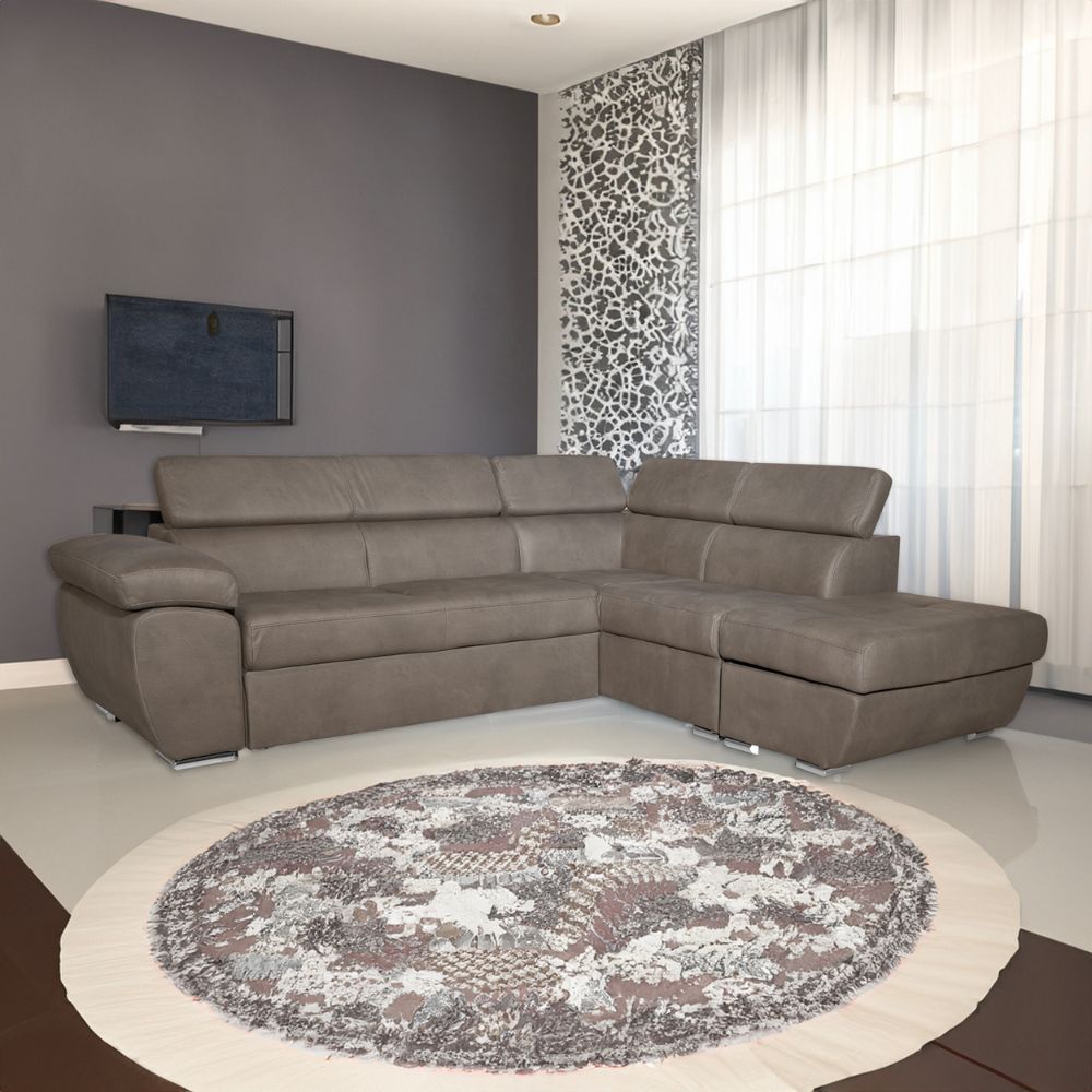 Divano letto angolare con penisola destra colore grigio elephant - Fiona
