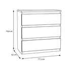 Cassettiera 3 cassetti colore bianco 77.2x42.2x80H Morgan