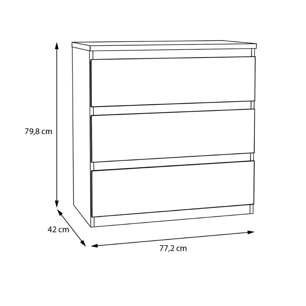 Cassettiera 3 cassetti colore bianco 77.2x42.2x80H Morgan