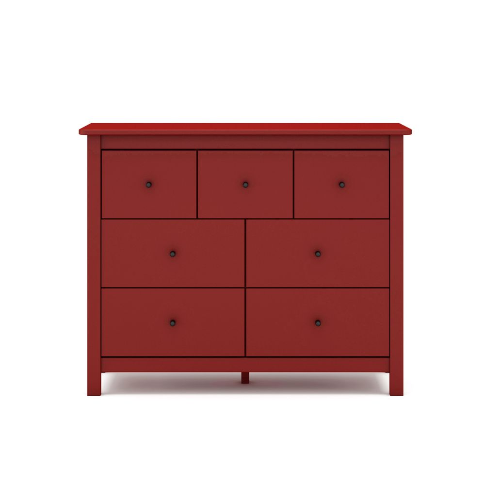 Cassettiera in legno massiccio con 7 cassetti colore bordeaux 110x40x80H cm - Missy