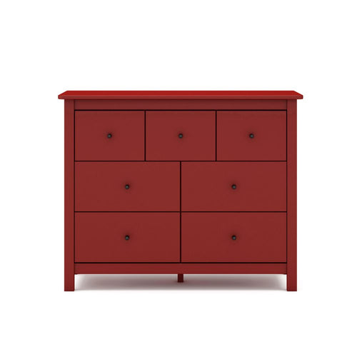 Cassettiera in legno massiccio con 7 cassetti colore bordeaux 110x40x80H cm - Missy