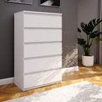 Cassettiera 5 cassetti colore bianco opaco  77.2x42.2x128H Morgan