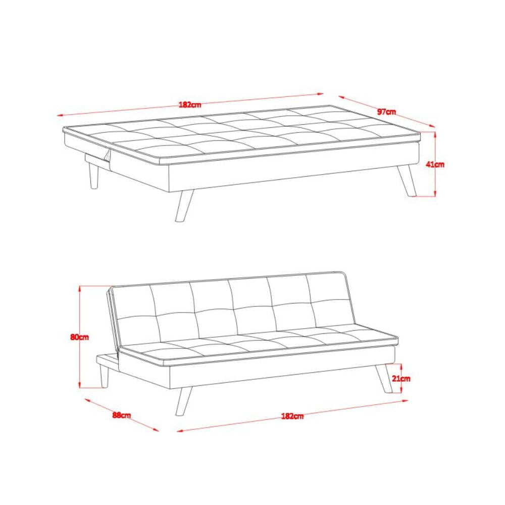 Divano letto 3 posti colore senape 182x88x80HE Lunaria