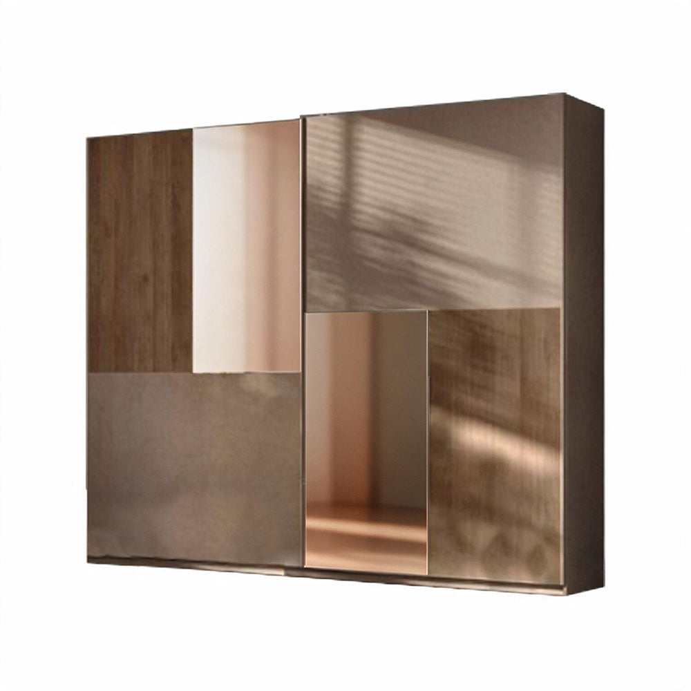 Schrank 275 cm mit 2 Schiebetüren in Bronzefarbe Quecksilber mit Spiegeln - Quinn