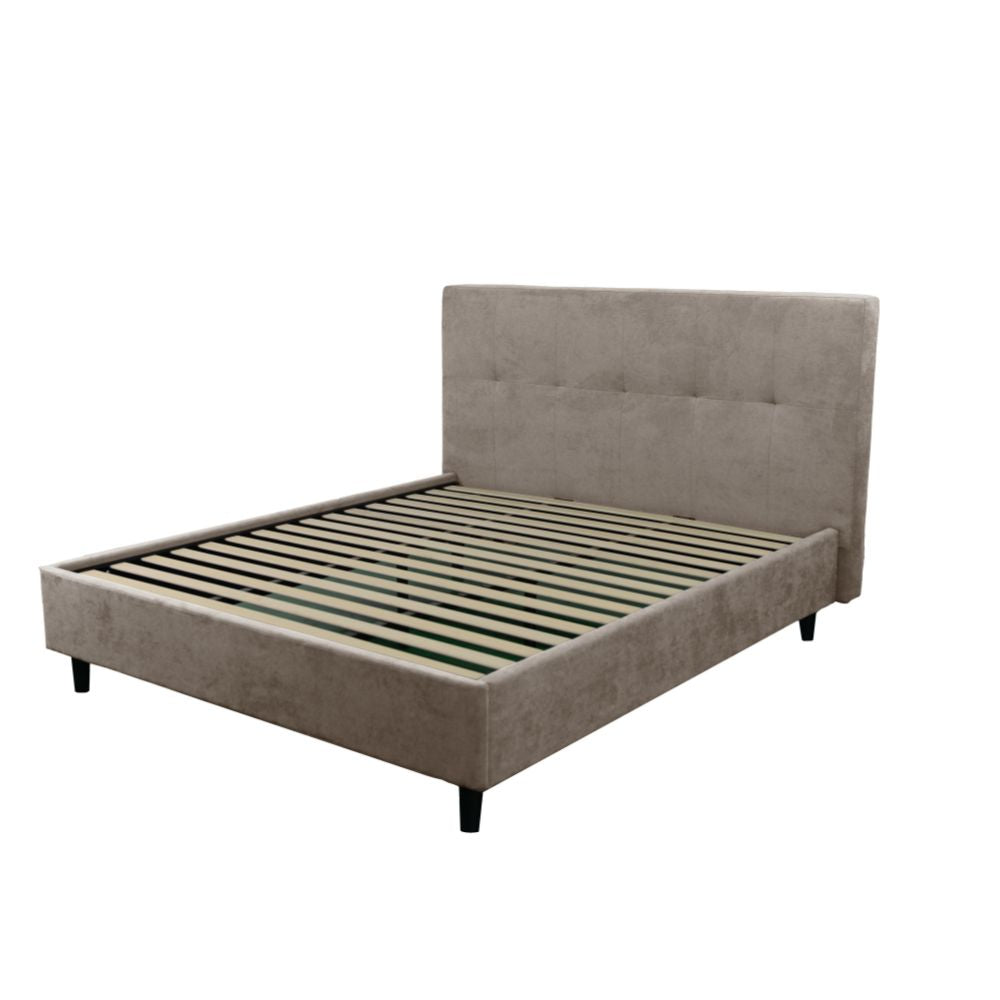 Letto matrimoniale con rete inclusa in tessuto colore tortora Snello