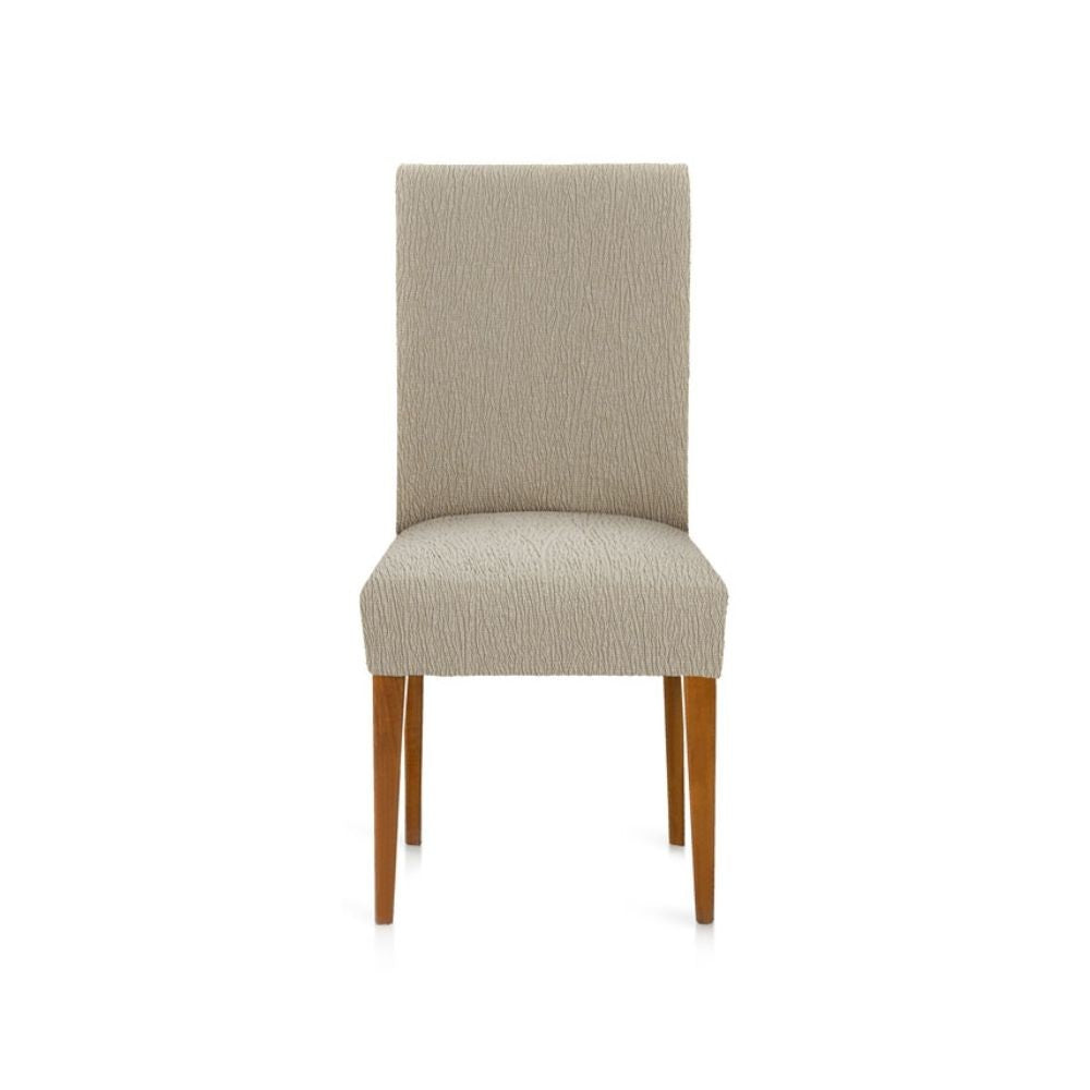 Stuhlhussen aus elastischem Stoff, beige, Troya