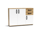 Credenza 3 ante e 2 cassetti 120x32x83  colore rovere bianco Mosso MO4