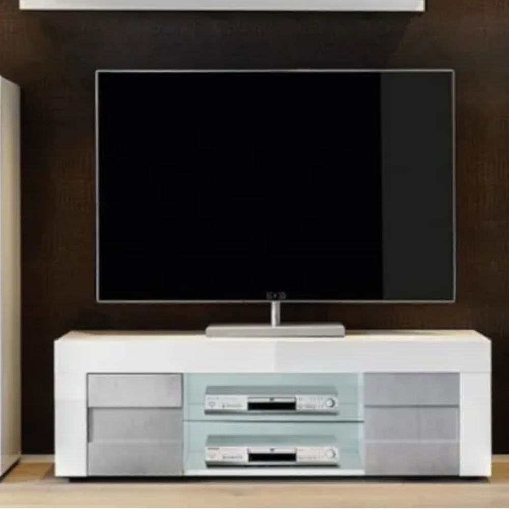 Base porta tv con ante colore bianco e cemento 138 cm - July