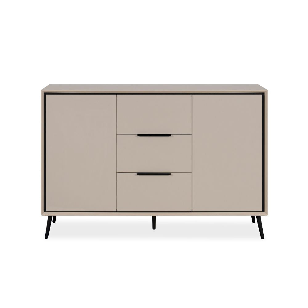 Madia con 2 ante e 3 cassetti colore sabbia e particolari neri 135x90H cm - Borgo