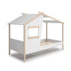 Letto singolo a forma di casetta in legno massiccio colore bianco - Nidin