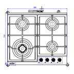 Piano Cottura gas 4 fuochi 60 cm acciaio inox Samet Sansone60