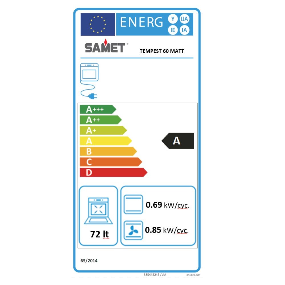 Forno Elettrico multifunzione nero opaco Samet Tempest classe A