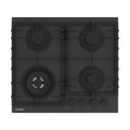 Piano Cottura gas 4 fuochi 60 cm vetro temperato satinato nero opaco Samet Zacinto60