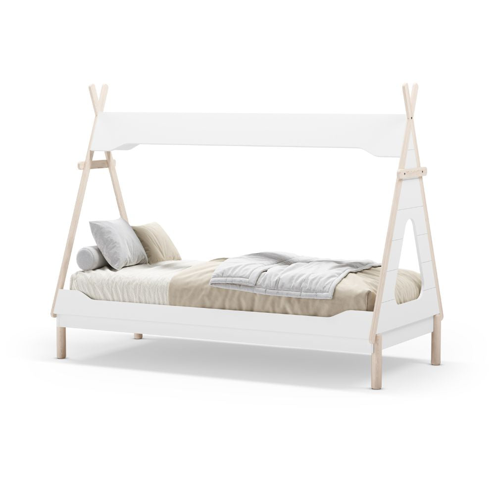 tipi zelt mit matratze Einzelbett Zelt weiß und Kiefer für Kinder