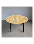 Tavolo rotondo 120x120 cm allungabile colore rovere con gambe nere - Cordelia