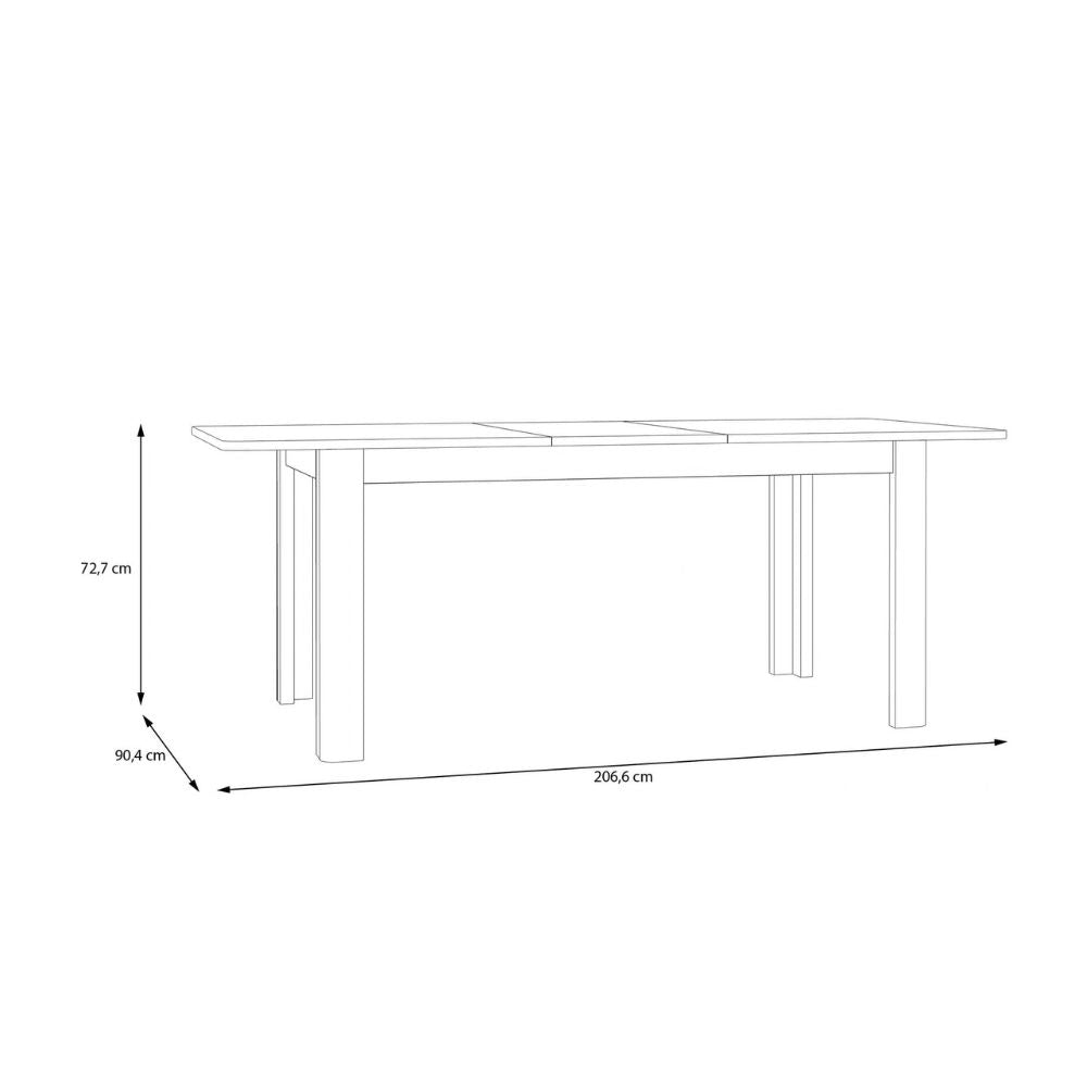 FLOT16-D108 TABLE EXTENSIBLE MONO 160*72,7*90,4 CM COULEUR CHÊNE + RALLONGE 46,6 CM