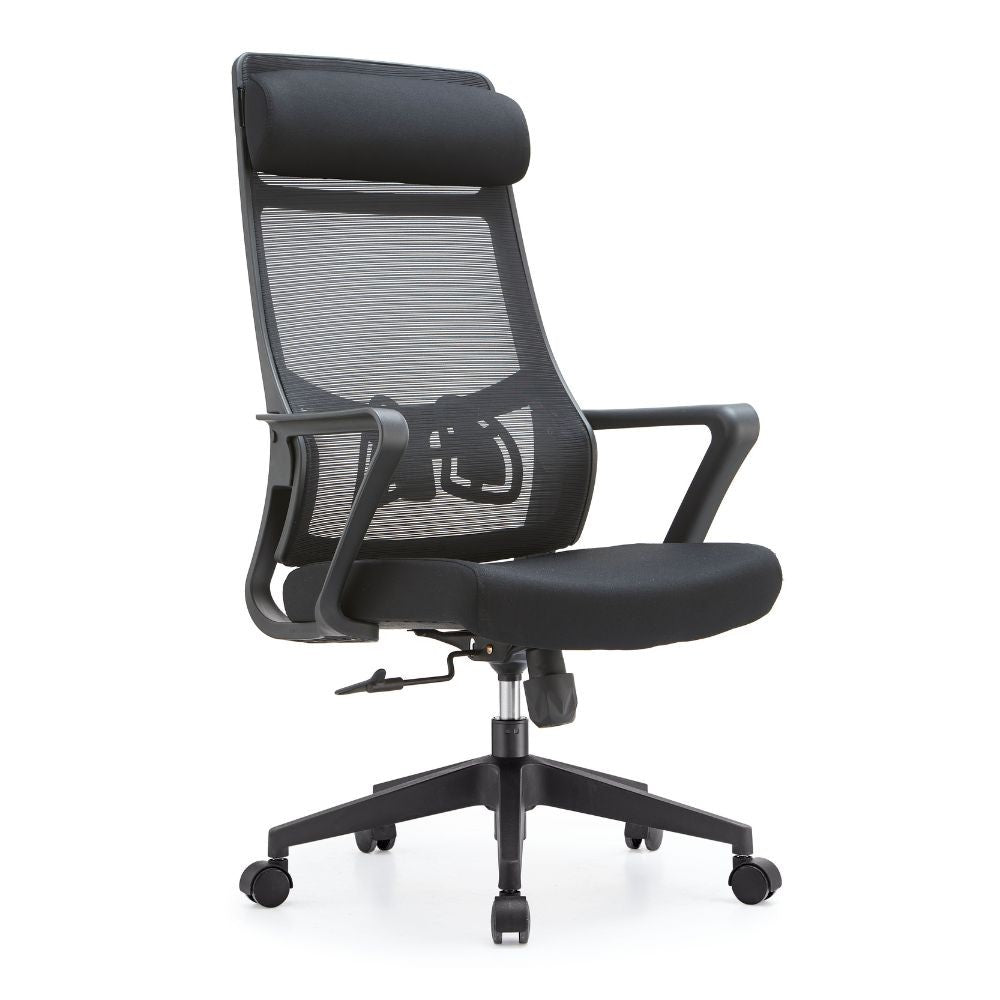 Poltrona ufficio Pasco colore nero schienale alto traforato